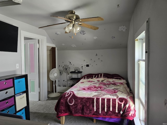 732 Dowling St, Kendallville, IN 46755 - carpeted bedroom with vaulted ceiling and a ceiling fan