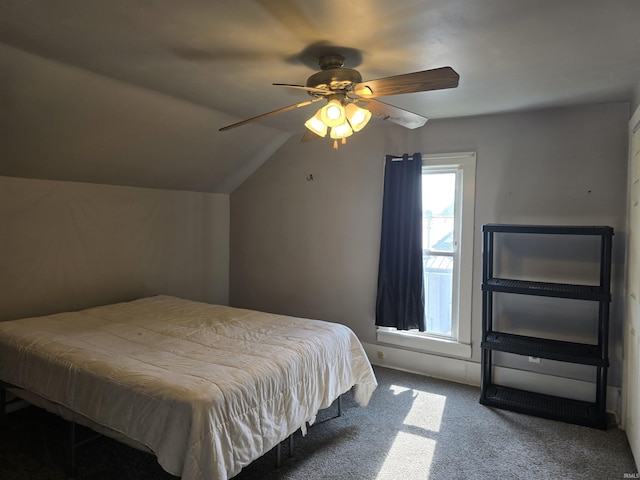 732 Dowling St, Kendallville, IN 46755 - bedroom with carpet floors, lofted ceiling, and a ceiling fan