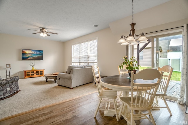 2007 Kingfisher Dr, Lafayette, IN 47909 - dining space featuring healthy amount of natural light, a chandelier, wood finished floors, and a textured ceiling