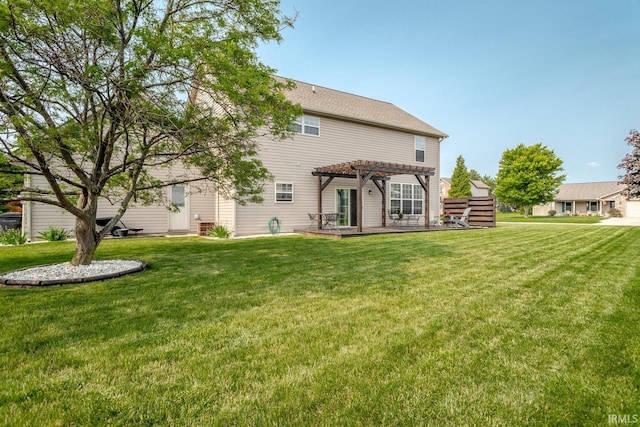 2007 Kingfisher Dr, Lafayette, IN 47909 - back of house with a pergola, a lawn, and a patio