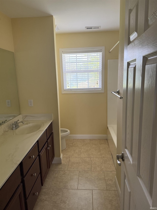 5450 Fox Chase Ct, Boonville, IN 47601 - bathroom with vanity, shower / bathtub combination, and tile patterned flooring