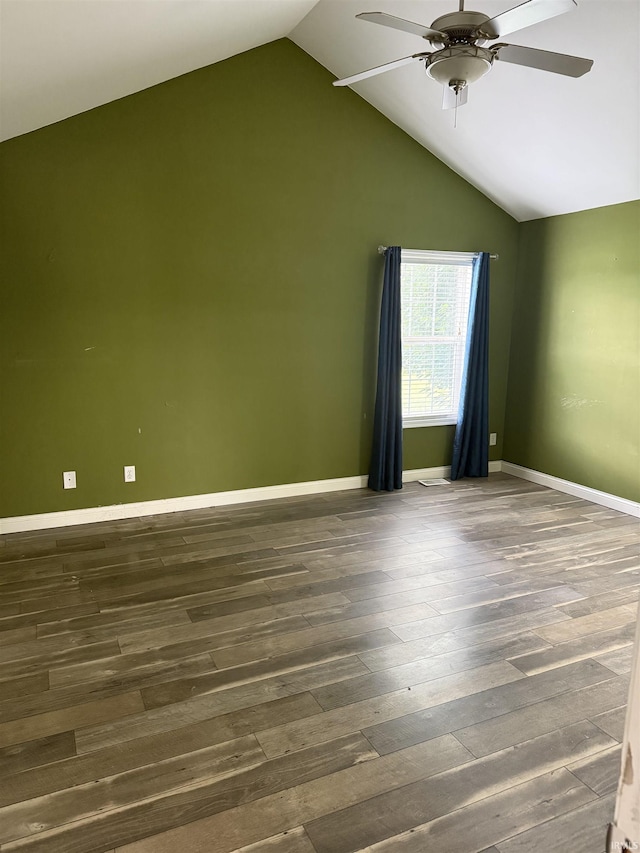 5450 Fox Chase Ct, Boonville, IN 47601 - unfurnished room with ceiling fan, vaulted ceiling, and wood finished floors
