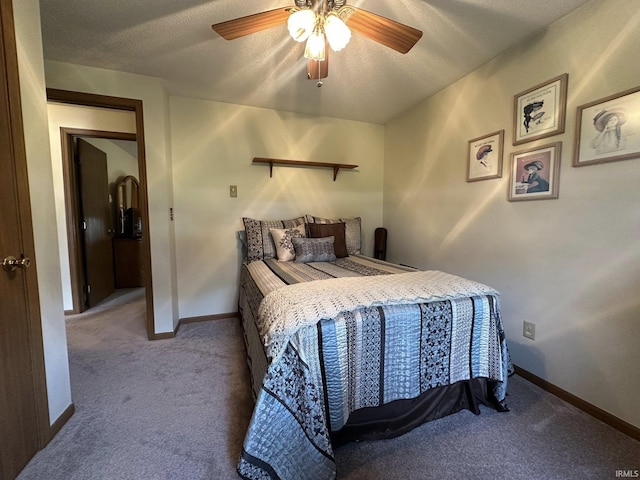 15908 Walnut St, Huntertown, IN 46748 - bedroom featuring carpet floors, a ceiling fan, and a textured ceiling