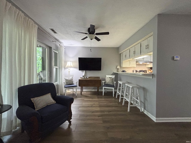 9324 S Lake Ridge Dr Unit 60, Bloomington, IN 47401 - sitting room with dark wood-style floors and a ceiling fan