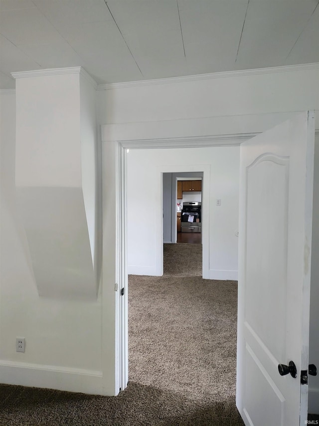 607 W 4th St, North Manchester, IN 46962 - hallway featuring crown molding and carpet floors