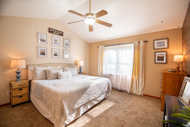 22885 Stonebrier Dr, Elkhart, IN 46514 - bedroom featuring lofted ceiling, carpet flooring, and ceiling fan
