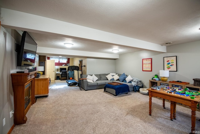 22885 Stonebrier Dr, Elkhart, IN 46514 - living room with light colored carpet and a textured ceiling