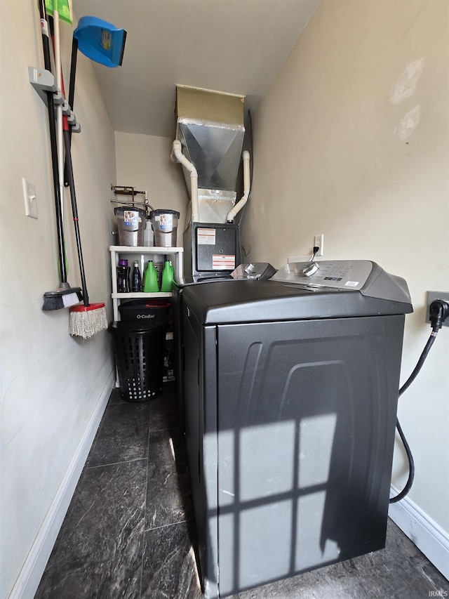 1506 Cass Ave, Evansville, IN 47714 - laundry area with separate washer and dryer and heating unit