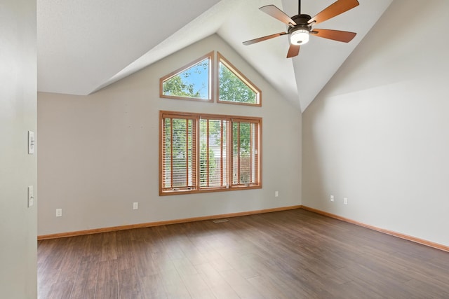 5130 Windy Knoll Ct, Fort Wayne, IN 46809 - spare room featuring wood finished floors, ceiling fan, and high vaulted ceiling
