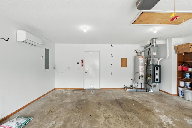 5130 Windy Knoll Ct, Fort Wayne, IN 46809 - garage with electric panel, a wall mounted AC, water heater, and heating unit
