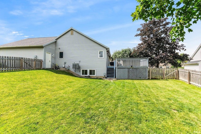 11301 Clarendon Pass, Fort Wayne, IN 46845 - rear view of house featuring a fenced backyard, a deck, and stairs