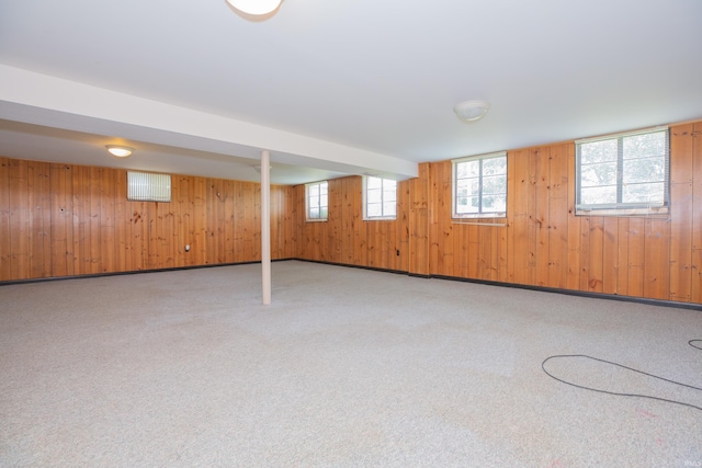 7811 Meadowview Dr, Evansville, IN 47710 - below grade area with wood walls, plenty of natural light, and light carpet