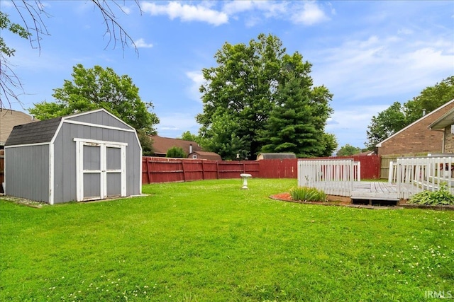 8766 Arcadia Dr, Newburgh, IN 47630 - fenced backyard featuring a storage unit and a deck