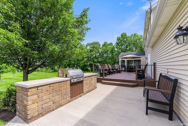 17818 Amstutz Rd, Leo, IN 46765 - view of patio / terrace with exterior kitchen, outdoor dining area, and a wooden deck
