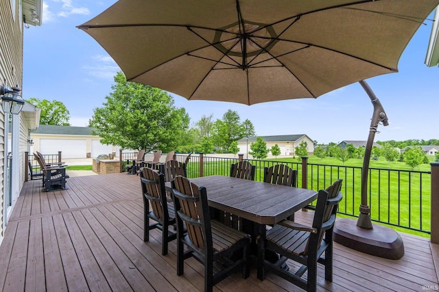 17818 Amstutz Rd, Leo, IN 46765 - wooden terrace with outdoor dining area and a yard