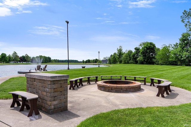 17818 Amstutz Rd, Leo, IN 46765 - view of patio featuring a fire pit and a water view