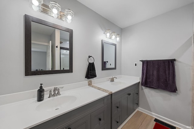 2131 E 430 Rd S, Lafayette, IN 47909 - full bath with double vanity and wood finished floors