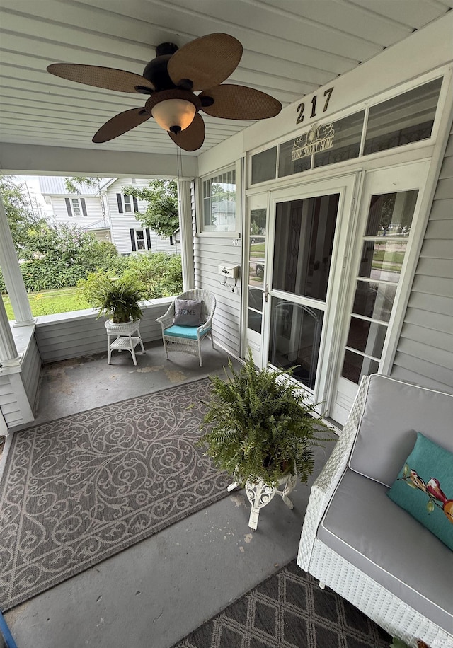 217 S 9th St, Vincennes, IN 47591 - sunroom with healthy amount of natural light and a ceiling fan