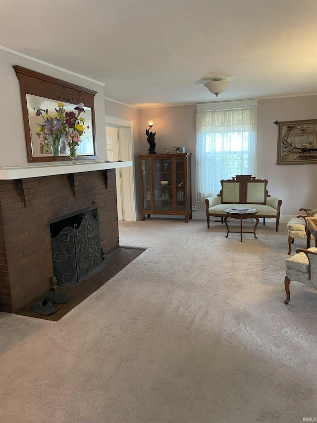 217 S 9th St, Vincennes, IN 47591 - living area featuring carpet floors and a brick fireplace