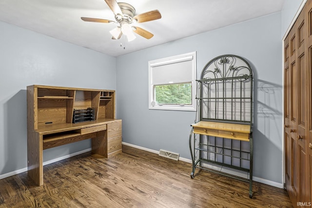 60175 Emerald Dr, South Bend, IN 46614 - office space with dark wood-style floors and a ceiling fan