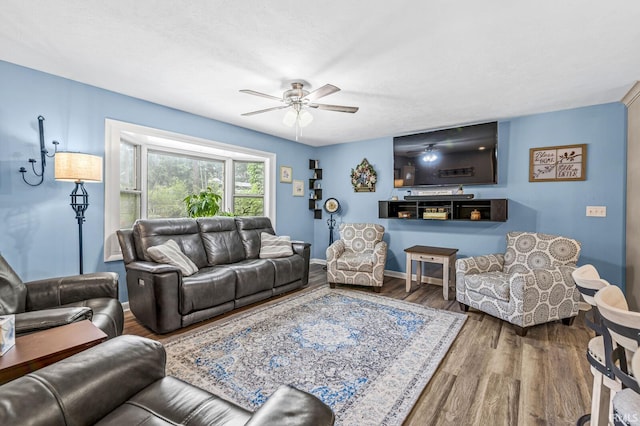 60175 Emerald Dr, South Bend, IN 46614 - living area featuring ceiling fan and wood finished floors