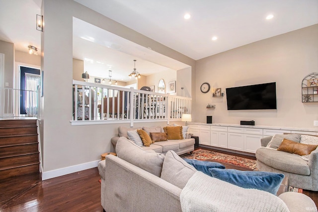 820 N Niles Ave Unit C, South Bend, IN 46617 - living area with dark wood finished floors, recessed lighting, and stairs