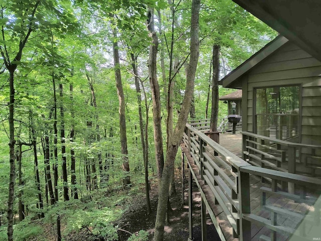 645 Pawnee Park, West Lafayette, IN 47906 - wooden deck with a forest view