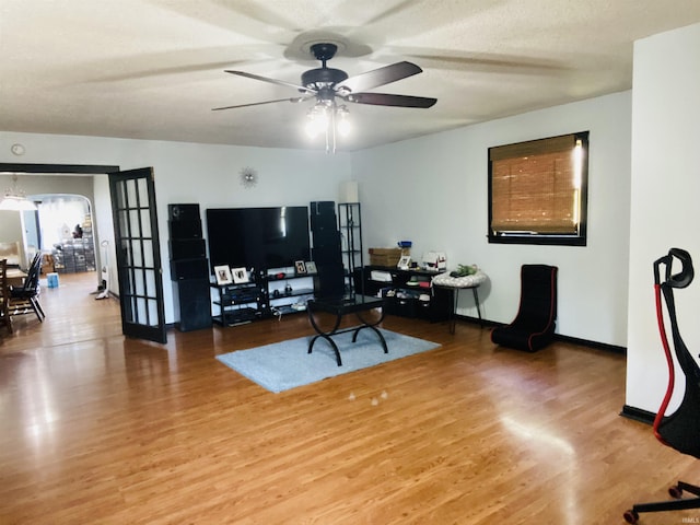 706 11th St, Tell City, IN 47586 - office space featuring light wood-type flooring, a ceiling fan, and french doors