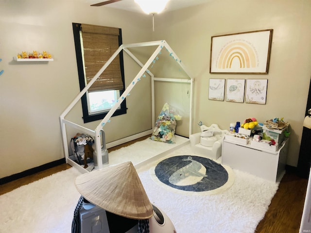 706 11th St, Tell City, IN 47586 - game room featuring a ceiling fan and wood finished floors
