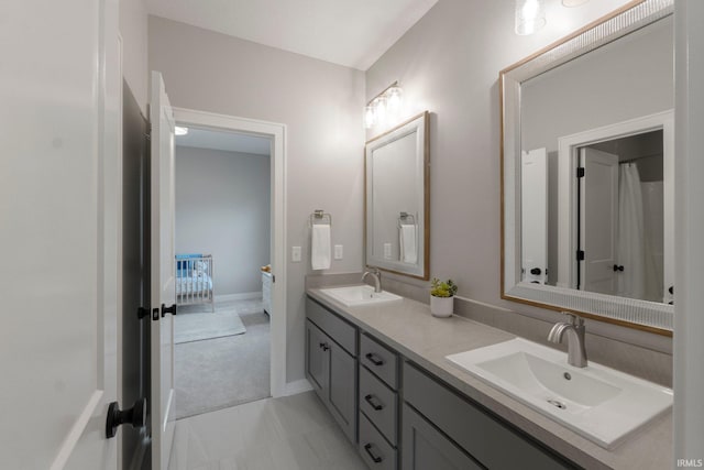 18015 Tullymore Ln, Leo, IN 46765 - ensuite bathroom featuring double vanity and tile patterned flooring