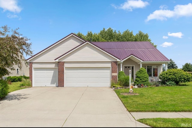 12426 Sonoma, Fort Wayne, IN 46818 - ranch-style home with an attached garage, concrete driveway, brick siding, and a front lawn