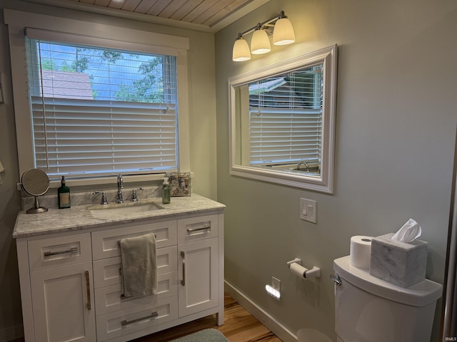 299 Spring Haven Rd, Mitchell, IN 47446 - bathroom with wood finished floors, vanity, and wooden ceiling