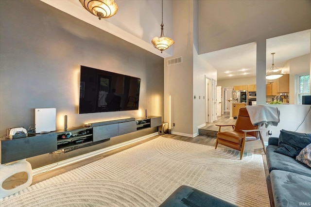 1045 E Chris Ln, Bloomington, IN 47401 - living area with light wood-type flooring and a high ceiling