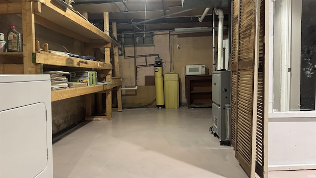54213 Terrace Ln, South Bend, IN 46635 - unfinished basement featuring washer / clothes dryer and a water softener