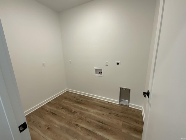 1609 Diane Dr, Ossian, IN 46777 - laundry area featuring hookup for an electric dryer, wood finished floors, and washer hookup