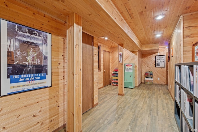 32750 Deer Watch Ct, New Carlisle, IN 46552 - bonus room featuring wood walls, wood finished floors, wood ceiling, and recessed lighting