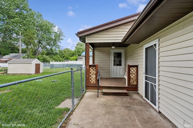 19629 Gilmer St, South Bend, IN 46614 - view of patio with a storage unit