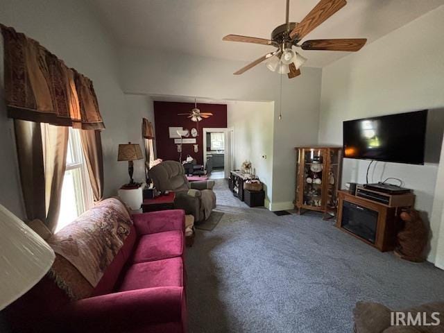307 N Madison Ave, Fowler, IN 47944 - carpeted living area featuring ceiling fan