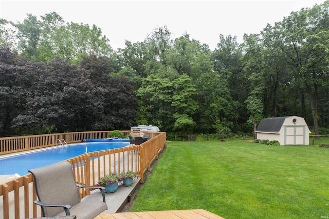 12069 N Timberline Trce, Granger, IN 46530 - view of swimming pool featuring a storage unit and a deck