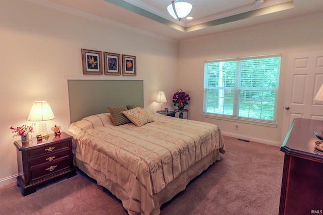 3 Cobblestone Ct, Delphi, IN 49623 - bedroom with ornamental molding, carpet flooring, a tray ceiling, and recessed lighting
