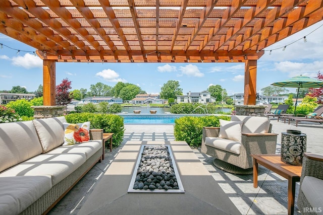51257 Blue Ribbon Ln, Elkhart, IN 46514 - view of patio with outdoor lounge area, a pergola, and an outdoor pool