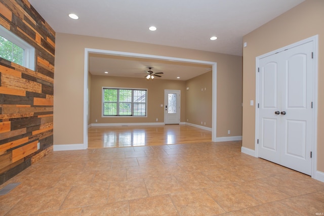 15442 Aj Dr, Evansville, IN 47725 - unfurnished living room featuring ceiling fan and recessed lighting