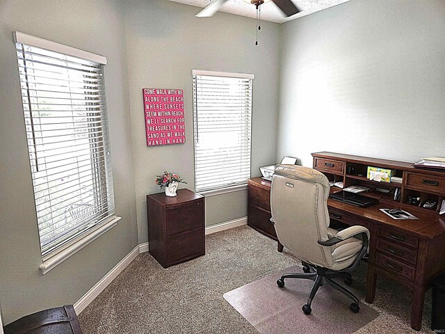 3520 Lintel Dr, West Lafayette, IN 47906 - office area with ceiling fan, plenty of natural light, and light carpet
