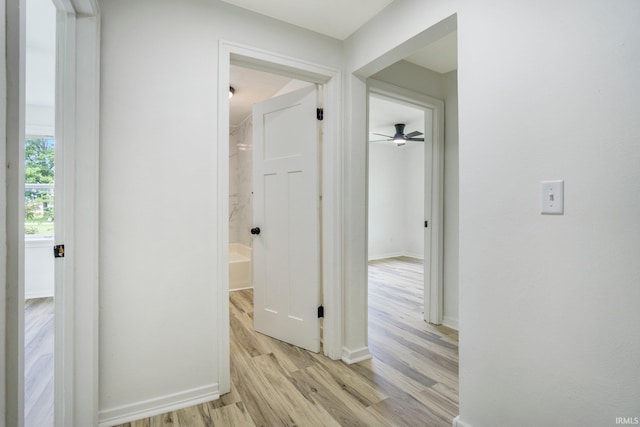 5729 Saint Joe Center Rd, Fort Wayne, IN 46835 - hallway featuring light wood-type flooring and baseboards