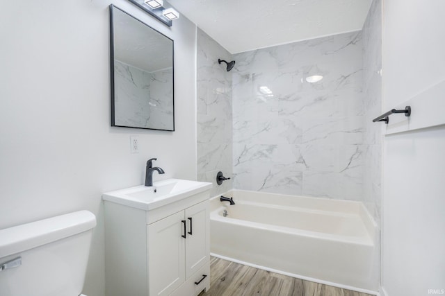 5729 Saint Joe Center Rd, Fort Wayne, IN 46835 - full bathroom featuring vanity, shower / tub combination, and wood finished floors