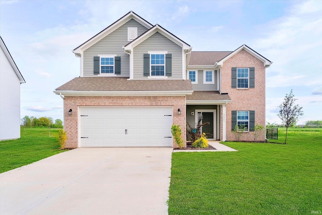 17951 Paula Walk, Westfield, IN 46074 - view of front of house featuring brick siding, an attached garage, concrete driveway, and a front lawn
