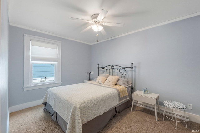 220 N Line St, Churubusco, IN 46723 - carpeted bedroom with ornamental molding and a ceiling fan