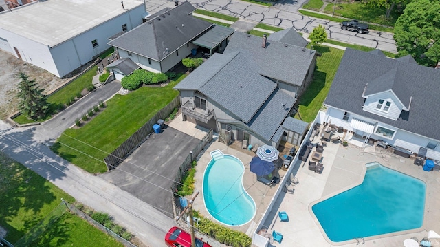 220 N Line St, Churubusco, IN 46723 - aerial view of residential area with a pool area