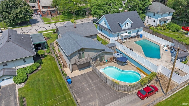 220 N Line St, Churubusco, IN 46723 - aerial view of residential area featuring a pool