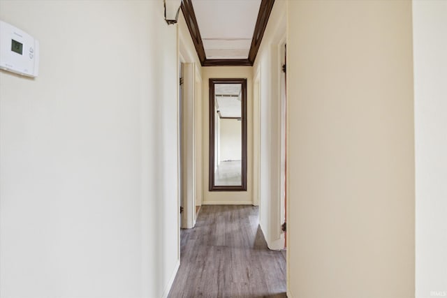 5210 W Washington St, South Bend, IN 46619 - hallway featuring wood finished floors and crown molding